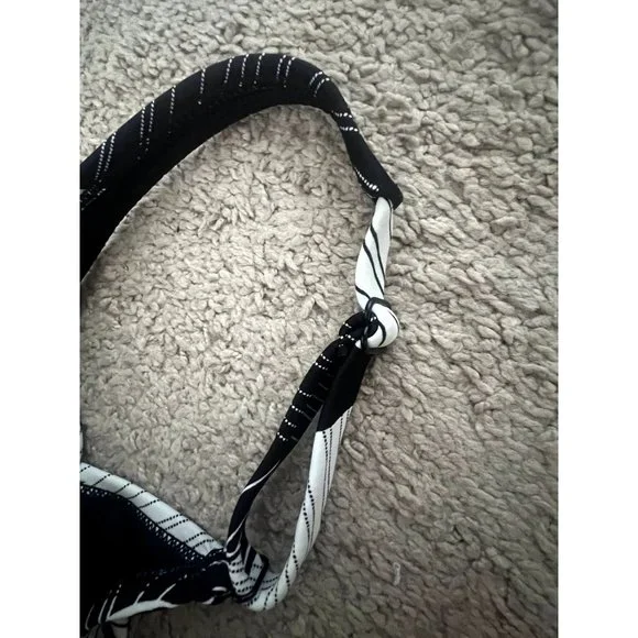 NWT -Women's Square Neck Sharkbite Hem Tankini Top Kona Sol Black & White - L - Picture 9 of 10